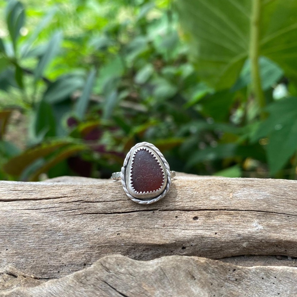 Brown sea glass Sea tumbled sea glass sterling & fine silver - Picture 4 of 4